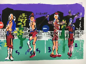 Espen Hagen - Gr Zeefdruk (50x135 cm) GOING TO WORK Hand gesigneerd kopen? Bied vanaf 50!