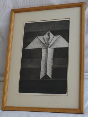 Ada Breedveld - Ingelijste ets en aquatint , Papieren vliegtuigje – 1979 – nr. 4 van 12 ex. kopen? Bied vanaf 40!