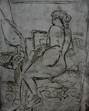 Buy Jan Wiegers - Ets: naakte dame liggend op bed? Bid from 95!