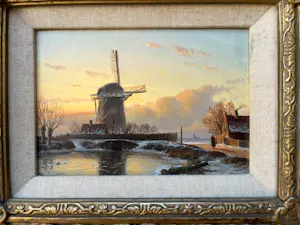 AcheterAnton Karssen - Winters landschap met vrouw op een pad bij een molen? Enchérissez de 390!
