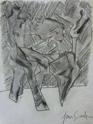 Jan Sierhuis - CUBISTISCHE FIGUREN / ORIGINEEL WERK / 30x21cm / SIG kopen? Bied vanaf 55!