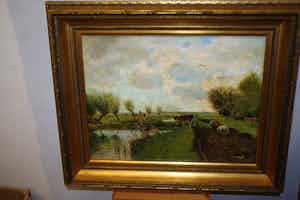 Niet of onleesbaar gesigneerd - KOEIEN IN LANDSCHAP verkocht voor € 1!