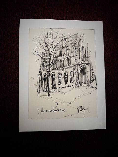 Niet of onleesbaar gesigneerd - mooie expressieve inkttekening "Monnickendam" met signatuur kopen? Bied vanaf 1!