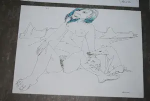 Rob Aussen - 9 inkttekeningen - strandscenes ca. 1983 kopen? Bied vanaf 75!