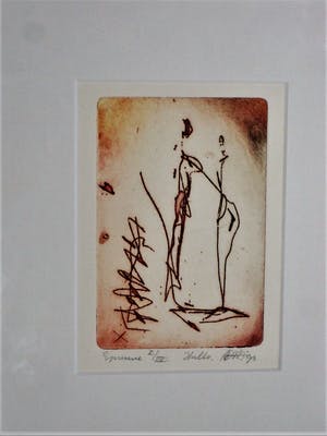 Niet of onleesbaar gesigneerd - gesigneerde, handgekleurde, kleine oplage Ets "Hallo" fraai ingelijst. kopen? Bied vanaf 1!