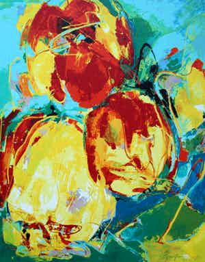 Ger Jansen - litho: bloemen - 1990 verkocht voor € 49!