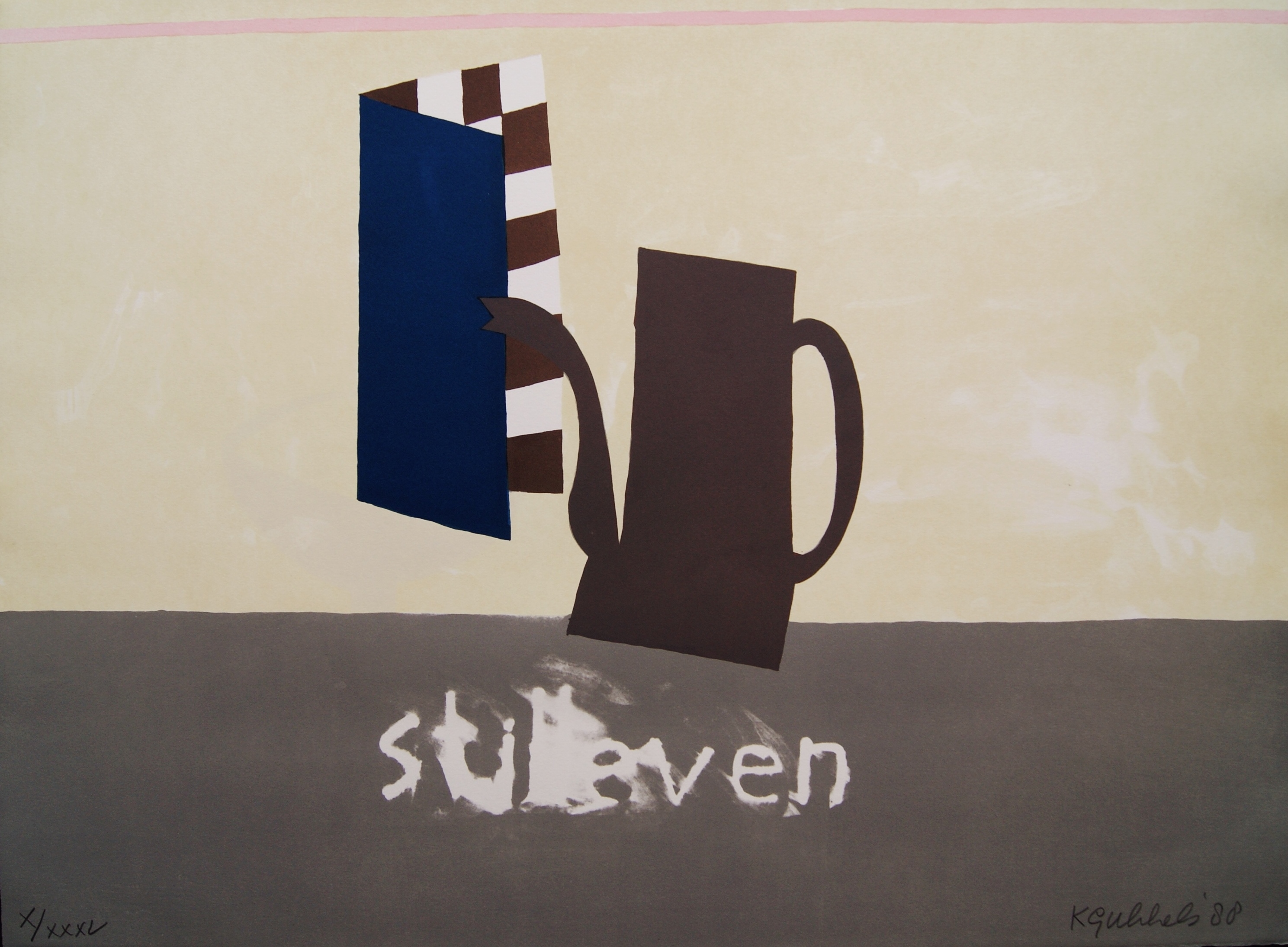 Klaas Gubbels - grote kleuren litho 'Stilleven' - 1988 verkocht voor € 395!