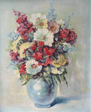 Niet of onleesbaar gesigneerd - C3653-5 - Stilleven vaas met bloemen kopen? Bied vanaf 10!