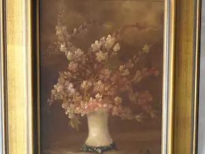 Niet of onleesbaar gesigneerd - Ingelijst , Olieverf , Bloemstilleven – onduidelijke signatuur… kopen? Bied vanaf 1!