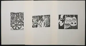 Niet of onleesbaar gesigneerd - Portfoliomap met 8 linoleumsnedes kopen? Bied vanaf 1!