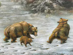 Onbekend - ‘Drie beren in de winter’ gesigneerd G.Hofman kopen? Bied vanaf 20!