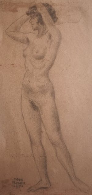 Pieter Pouwels - Naakt. Staande vrouw. kopen? Bied vanaf 69!