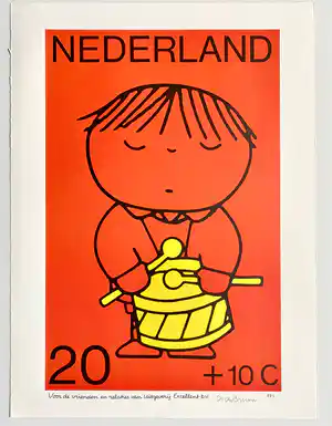 Dick Bruna - Kleurenzeefdruk DE TROMMELAAR Handgesigneerd. verkauft für € 225!