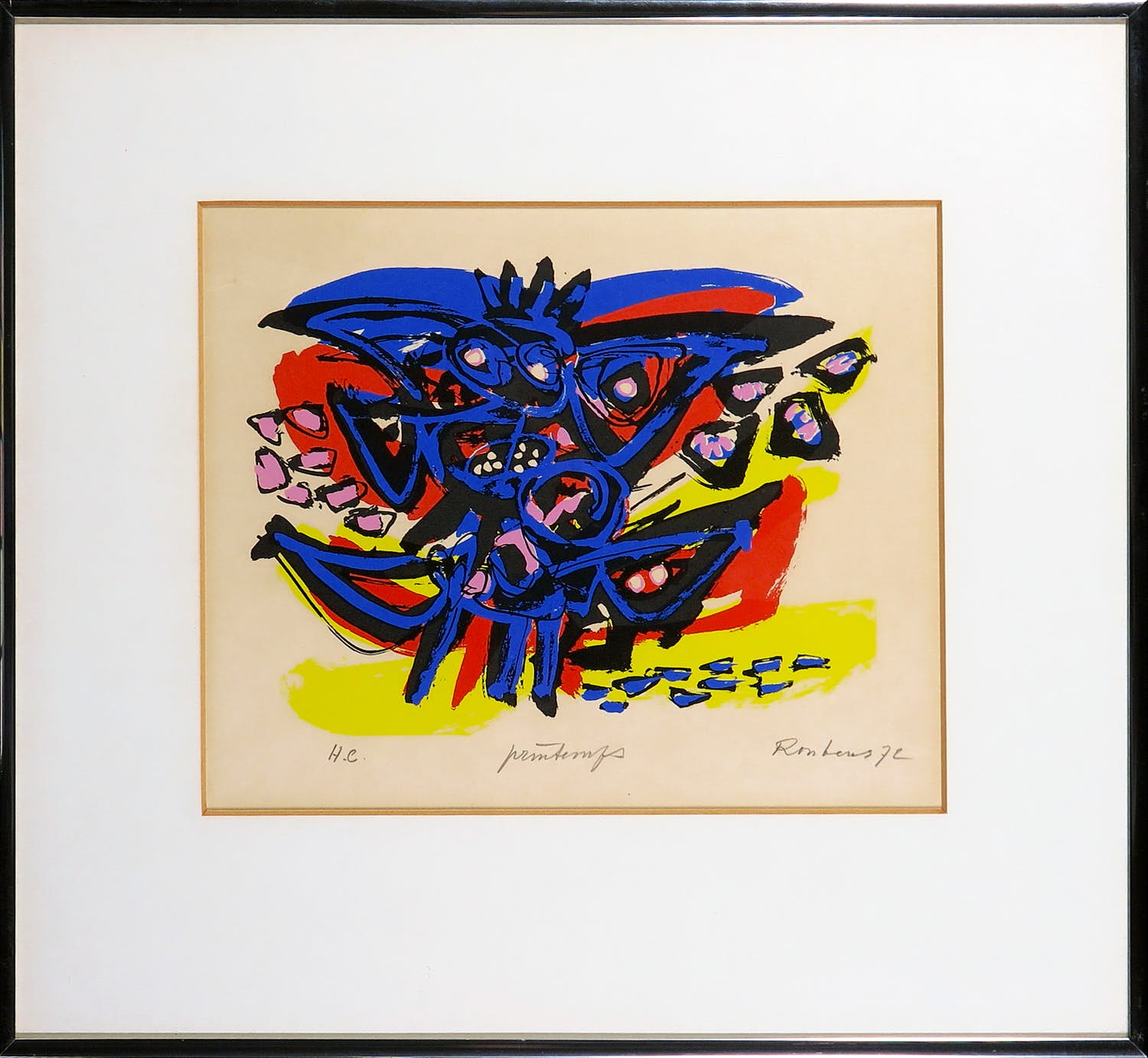 Anton Rooskens - Litho, Printemps - Ingelijst verkocht voor € 1!