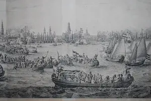 Simon de Vlieger - uitg. BLAEU 1638 - grote ets van 't IJ Amsterdam door Salomon Savrij (1593-1683) kopen? Bied vanaf 150!