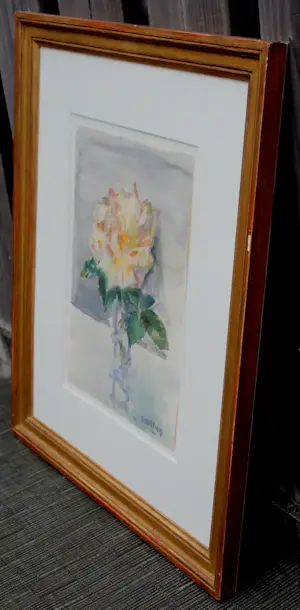 Jeanne Bieruma Oosting - Aquarel: Stilleven met roos kopen? Bied vanaf 595!