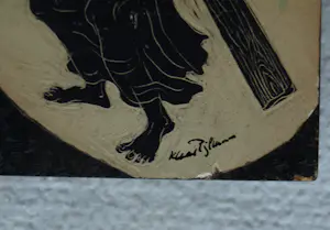 Klaas Pijlman - Linosnede en inkt , Christus met kruis kopen? Bied vanaf 20!