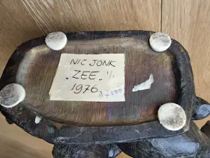 Nic Jonk - Groen gepatineerd bronzen beeld - Zee - 1976 - 1/1 (origineel) - 30 x 28 x 15 cm kopen? Bied vanaf 1150!