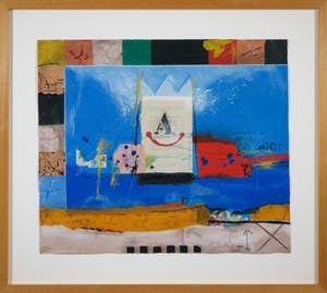 Theo Koster - Zeefdruk en collage, Vierkant blauw - Ingelijst kopen? Bied vanaf 40!