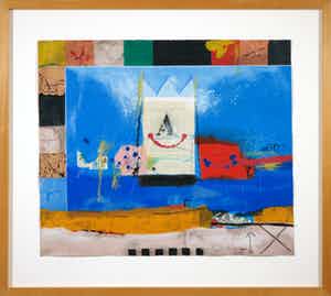 Theo Koster - Zeefdruk en collage, Vierkant blauw - Ingelijst verkocht voor € 40!