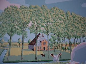 Marcus van Hoorn - Zeefdruk, Titel, "Hollandse pyramide". kopen? Bied vanaf 35!