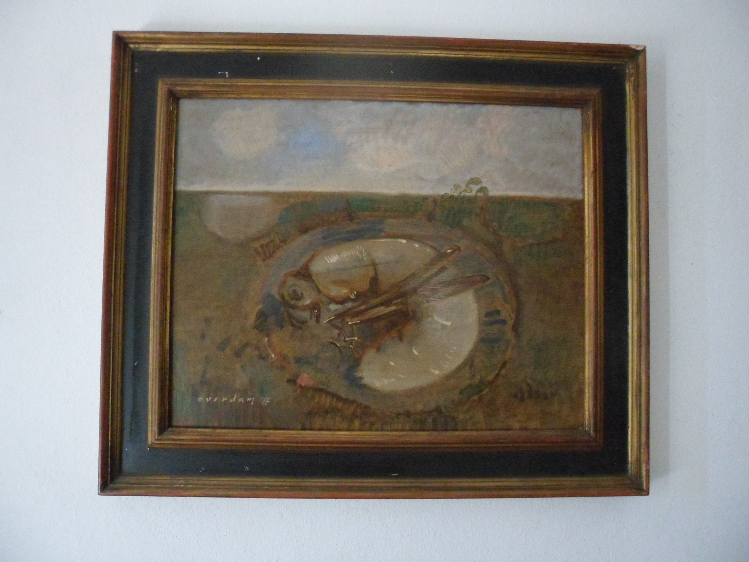 Ab van Overdam - Acrylverf op paneel, Titel "larve". kopen? Bied vanaf 25!