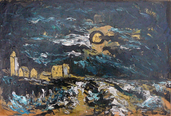 Kees van der Wel - Winternacht 1964 -olieverf op board- kopen? Bied vanaf 45!