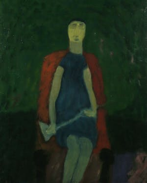 Eugene Brands - Olieverf op board, Vrouw met een waaier - Ingelijst kopen? Bied vanaf 1!