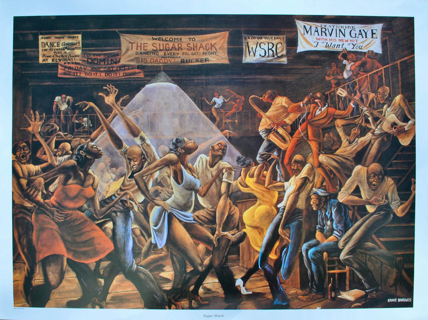 Buy Ernie Barnes - Sugar Shack (Marvin Gaye), Sérigraphie signée, 2002? Bid from 300!