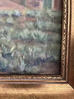 Niet of onleesbaar gesigneerd - Olieverf op doek Boerderij H de Jong kopen? Bied vanaf 1!