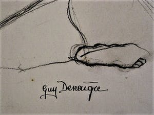 Guy Denaigre - Fraai impressionistisch Aquarel/Inkt "liggend vrouwelijk Naakt" gesigneerd kopen? Bied vanaf 20!