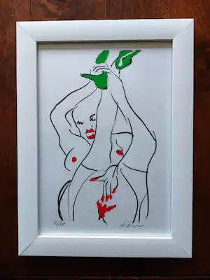 Peter Diem - Mooie dame in een yoga houding. Nummer 53/225 gesigneerd. verkocht voor € 40!