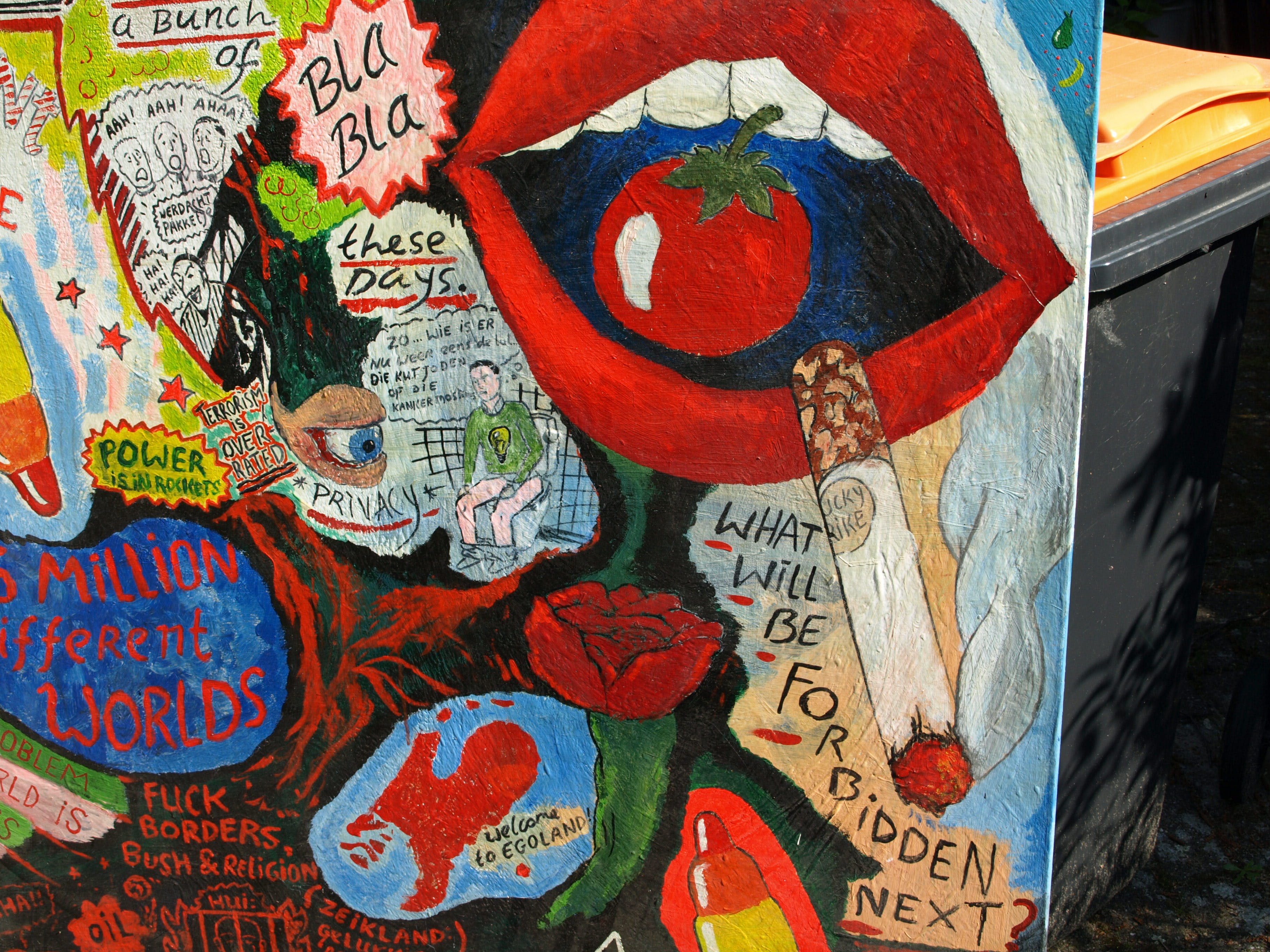 Niet of onleesbaar gesigneerd - Acrylverf op doek , Politics, it’s all a bunch of Bla Bla – 130 x 130 cm - 2006 kopen? Bied vanaf 1!