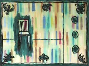 Allard Budding - Olieverf op doek, Zonder titel / Compositie met stoel (Zeer groot) verkocht voor € 300!