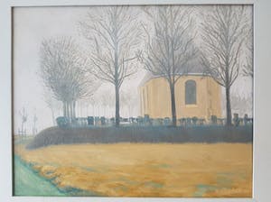 Niet of onleesbaar gesigneerd - Modern mysterieus mistig landschap - olieverf op doek -vanaf 1 euro- kopen? Bied vanaf 1!