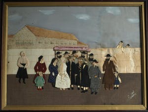 Curiosa - Textielkunst , Joodse bruiloft – gesigneerd en ingelijst kopen? Bied vanaf 1!