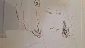 Arja van den Berg - portret van model - potlood+rood - hand gesigneerd 2002 kopen? Bied vanaf 20!