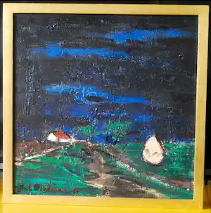 Hubert De Vries - Landschap met groen en blauw vendu pour 100€ !