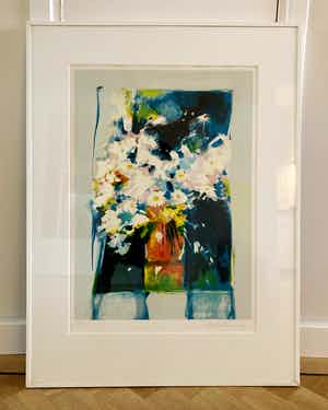 Wijnand Thönissen - Bloemen in Rode Vaas (ingelijst) verkocht voor € 100!