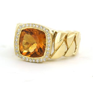 18k gouden ring bezet met citrien en aan entourage briljant geslepen diamant kopen? Bied vanaf 650!