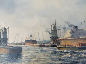 Marius de Jongere - Fraai havengezicht van Rotterdam kopen? Bied vanaf 850!