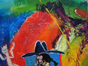 Niet of onleesbaar gesigneerd - Olieverf op doek , Zonder titel – spieraam 80 x 120 cm. kopen? Bied vanaf 1!