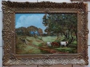 Julius J. van de Sande Bakhuyzen - Landschap met koeien kopen? Bied vanaf 350!