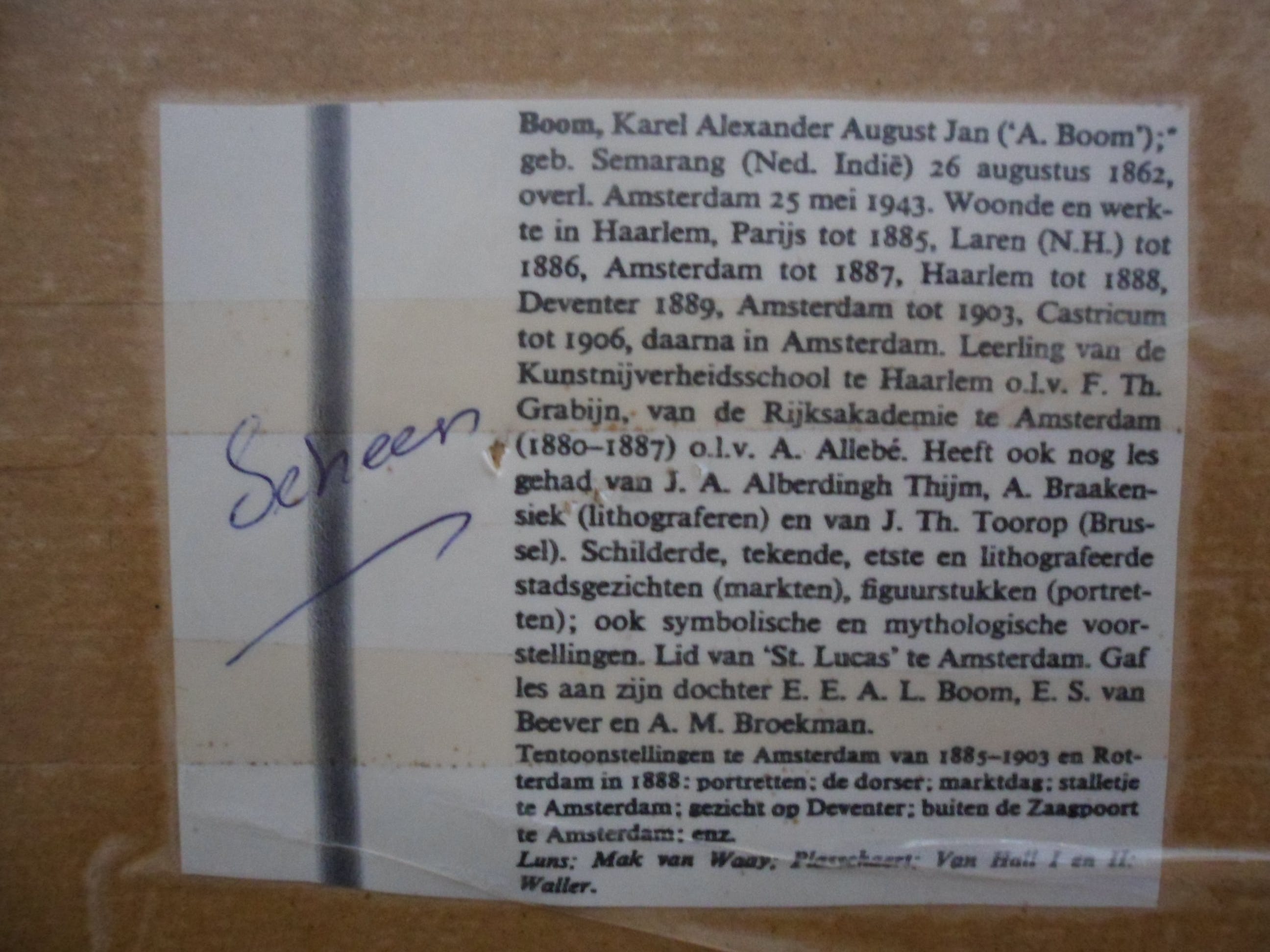 Alex Boom - Ets,"stadsgezicht".  kopen? Bied vanaf 10!