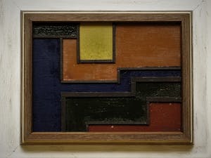 Pjotr van Oorschot - Geometrische Hout en Acrylverf Collage "Hommage a de Stijl" gesigneerd kopen? Bied vanaf 40!