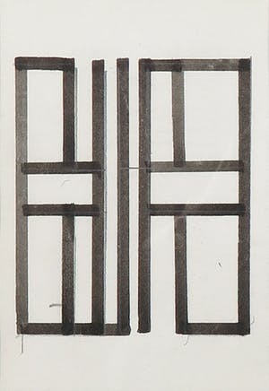 Siep van den Berg - Lot van twee stifttekeningen, Abstracte compositie - Ingelijst kopen? Bied vanaf 1!