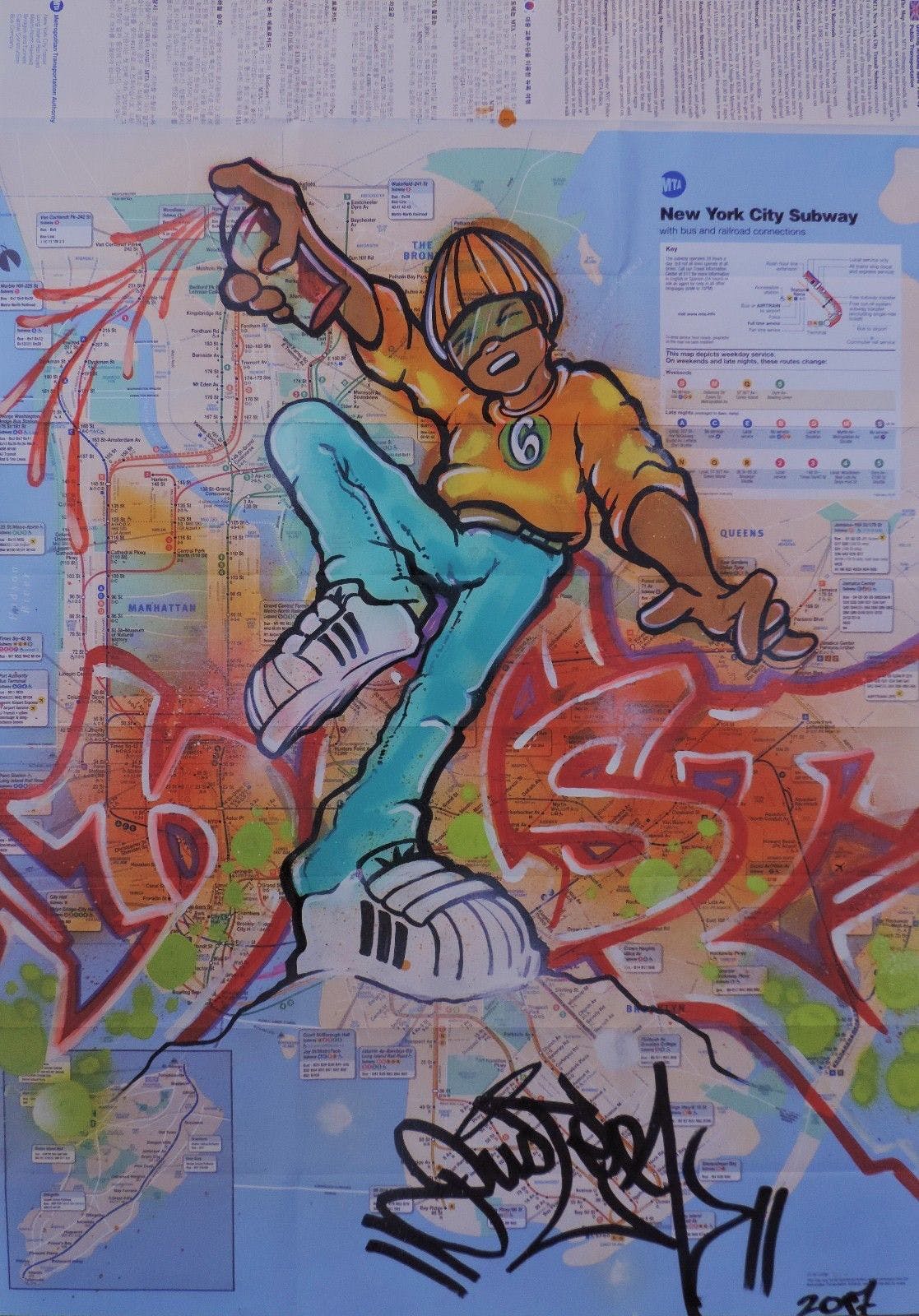 DUSTER UA - Painting on NYC subway map kopen? Bied vanaf 250!