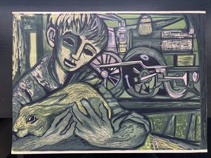 Ru van Rossem - Jongen met konijn kopen? Bied vanaf 20!