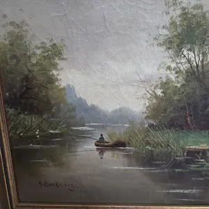 Ad Beekmans - Hollands rivierlandschap met boerderij en figuur (Ad Beekmans) kopen? Bied vanaf 150!