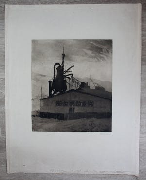 Frederika Broeksmit - Ets/Aquatint: Vuurtoren en vissersboot te Katwijk kopen? Bied vanaf 45!